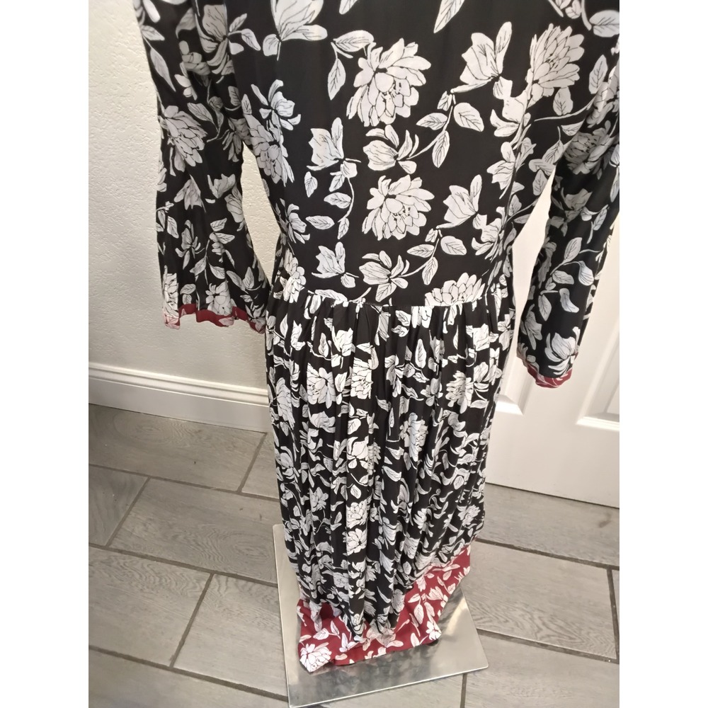 Boho Embroidered‎ Mirror Work Floral Maxi Dress Black White Yellow Long Sleeve - Picture 6 of 8